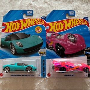 Bundle of 2 Mattel Hot Wheels Cars Teal and Pink